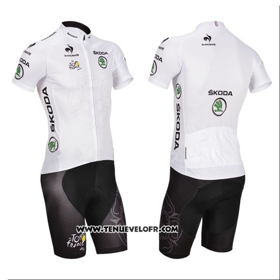 2014 Maillot Ciclismo Tour DE France Blanc Manches Courtes et Cuissard
